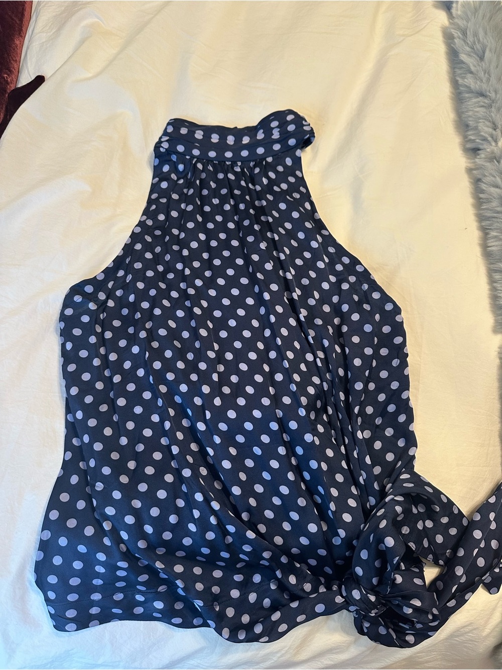 Zara Navy Blue Polka Dot Halter Camisole